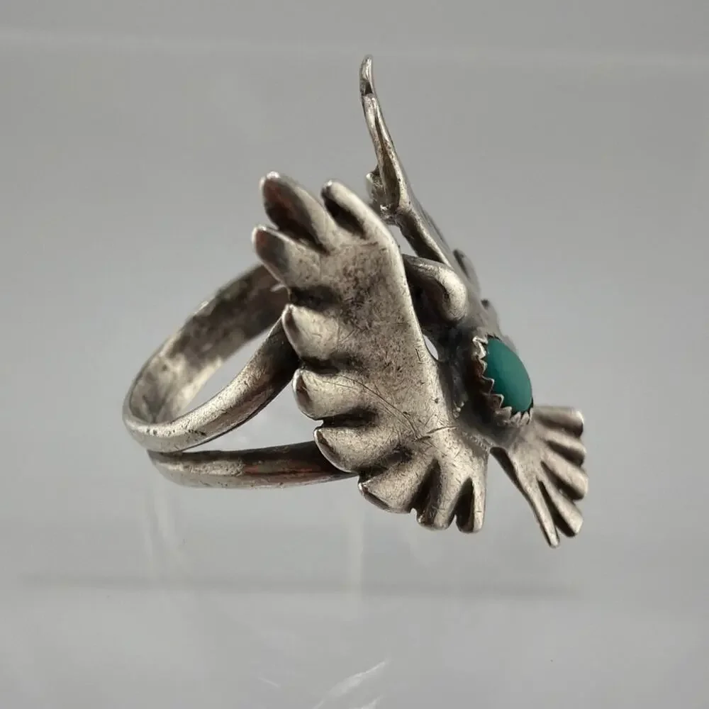 Vintage Navajo Style Sterling Silver Thunderbird Ring 6.5
